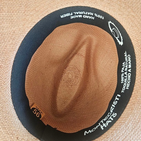 Montecristi Panama Hat – Genuine Handwoven Straw, Black Band, New - Picture 4 of 8